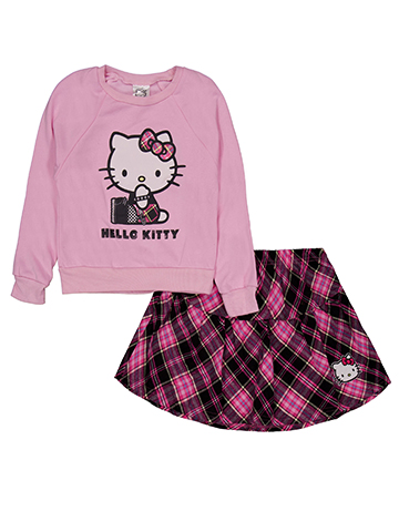 Hello Kitty Girls' Sweatshirt and Pleated Plaid Skirt Set - CookiesKids.com