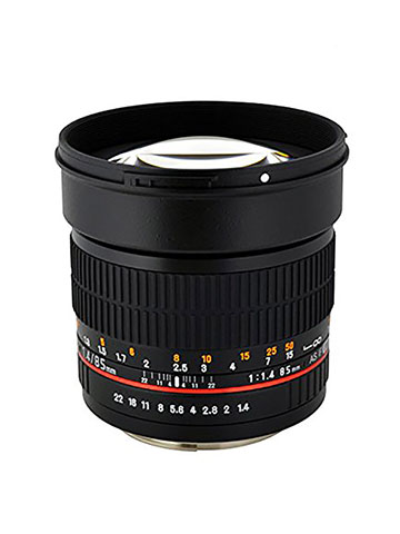 Rokinon AE85M-C 85mm F1.4 Aspherical Lens with Built in AE Chip for Canon DSLR Cameras (Black) - CookiesKids.com