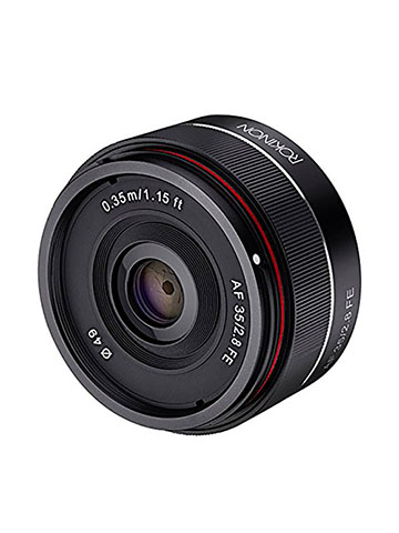Rokinon IO35AF-E 35mm f/2.8 Ultra Compact Wide Angle Lens for Sony E Mount Full Frame, Black - CookiesKids.com
