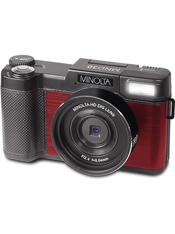 Minolta MND30 30 MP / 2.7K Ultra HD Digital Camera (Red) - CookiesKids.com