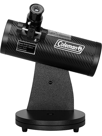 Coleman AstroWatch D76mm x 300mm Newtonian Reflector Telescope (15x-150x) - Carbon Fiber Finish - CookiesKids.com