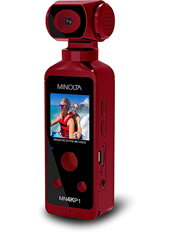 Minolta MN4KP1 4K Ultra HD Wi-Fi Enabled Pocket Camcorder, Red - CookiesKids.com