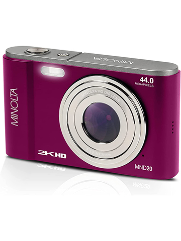 Minolta MND20 44 MP / 2.7K Ultra HD Digital Camera (Magenta) - CookiesKids.com