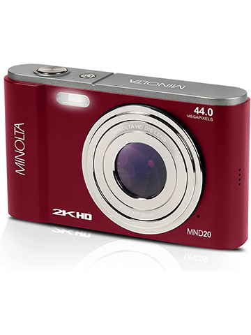 Minolta MND20 44 MP / 2.7K Ultra HD Digital Camera (Red) - CookiesKids.com