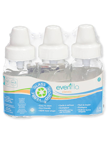 Evenflo 3-Pack Customflow Glass Bottles (4 oz.) - CookiesKids.com