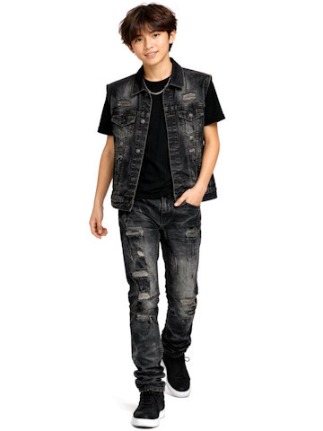 Evolution in Design Boys' Black Vest and Jeans Outfit - CookiesKids.com
