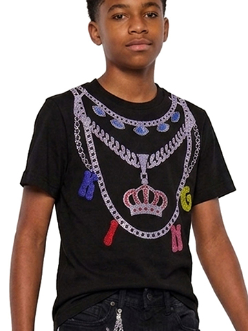 FWRD Boys' King Charm and Chain Rhinestone Accent Graphic T-Shirt - CookiesKids.com