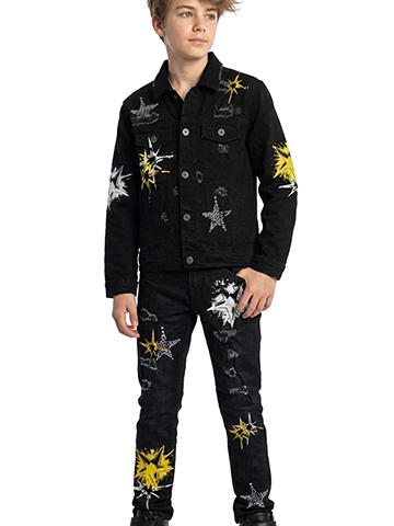 Evolution in Design Boys' Denim Set and Graphic T-Shirt Yellow Star Outfit - CookiesKids.com
