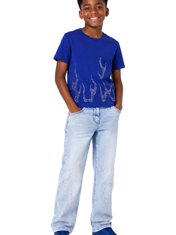 FWRD Boys' Blue Studded Flame Decal Outfit - CookiesKids.com