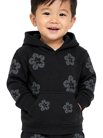 FWRD Baby Boys' Black Floral Print Hoodie Sweatshirt - CookiesKids.com