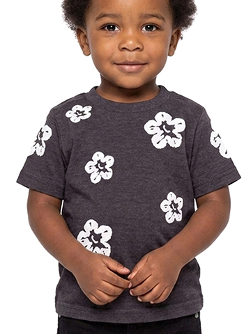 FWRD Baby Boys' Black Flower Print Tee - CookiesKids.com