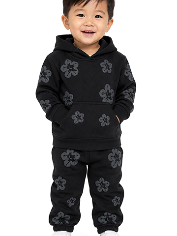 FWRD Baby Boys' Jetblack Flower Print Jogger Sweatpants - CookiesKids.com