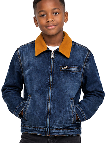 Evolution in Design Boys' Denim Jacket with Cord Collar - CookiesKids.com