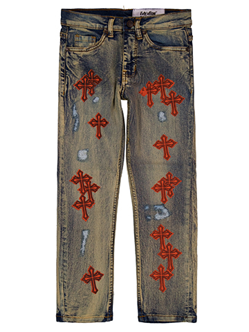 Evolution in Design Boys' Distressed Embroidered Cross Jeans - CookiesKids.com