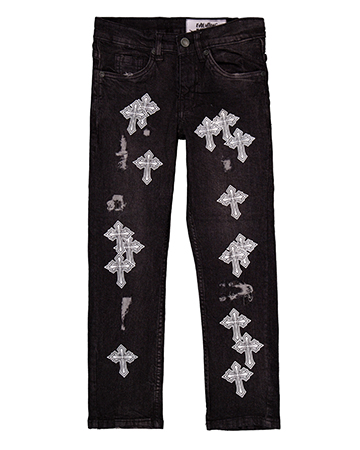 Evolution in Design Boys' Distressed Cross Embroidered Denim Jeans - CookiesKids.com