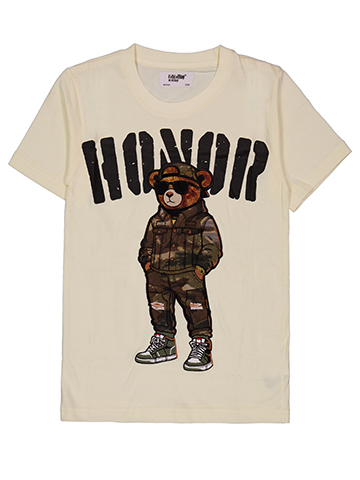 Evolution in Design Boys' Short-Sleeve Bear in Woodland Camo Grahpic 
