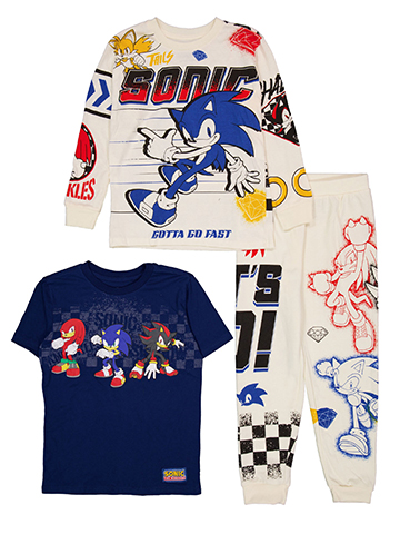 Sonic The Hedgehog Boys' 3-Piece Graphic L/S Tee, S/S Tee, and Joggers Set - CookiesKids.com