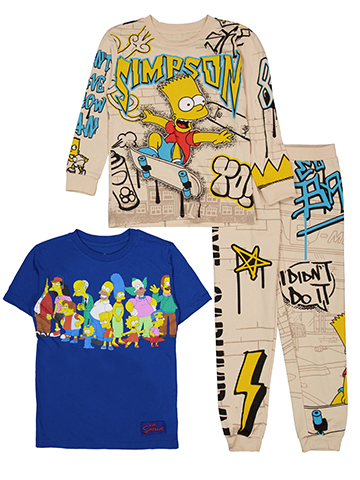 The Simpsons Boys' 3-Piece Graphic S/S Tee, L/S Tee, and Joggers Set - CookiesKids.com