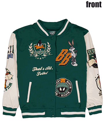 Looney Tunes Boys' Varsity Bomber Embroidered Patches Jacket - CookiesKids.com