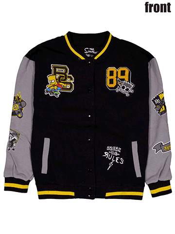 The Simpsons Boys' Bart Varsity Bomber Embroidered Patches Jacket - CookiesKids.com