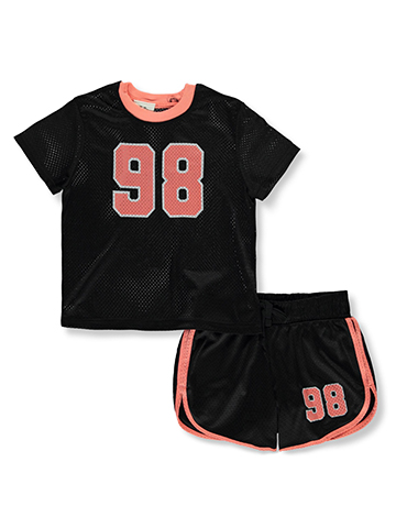 Jolie & Joy Girls' 2-Piece Sport Jersey Shorts Set Outfit - CookiesKids.com
