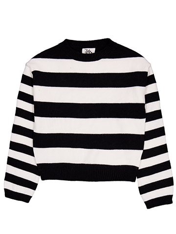 Jolie & Joy Girls' Striped Crew Neck Cropped Sweater - CookiesKids.com