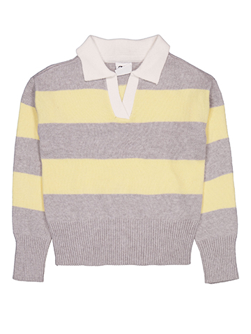 Jolie & Joy Girls' Drop Shoulder Striped Rugby Collar Sweater - CookiesKids.com