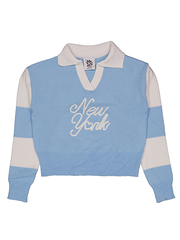Jolie & Joy Girls' Varsity Stripe Johnny Collar Pullover Sweater - CookiesKids.com