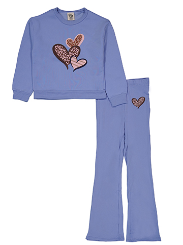 Jolie & Joy Girls' Leopard Print Applique Sweatshirt and Flare Pant Set - CookiesKids.com