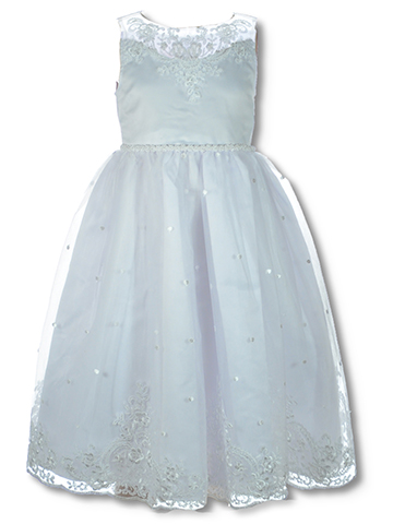 Bonnie Jean Girls' Sleeveless Illusion Communion Dress - CookiesKids.com