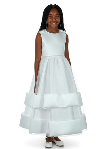 Bonnie Jean Girls' Shantung Pearl Communion Dress - CookiesKids.com