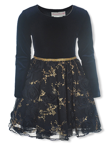 Bonnie Jean Girls' Velour Goldenweave Dress - CookiesKids.com