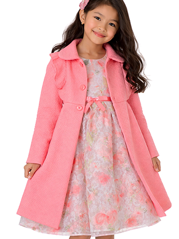 Bonnie Jean Girls' 2-Piece Rose Coat Dress Set Outfit - CookiesKids.com
