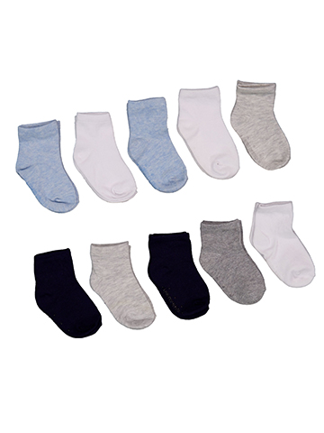 Lands' End Infant 10-Pair Cotton Quarter Socks with Silicone Grippers Set - CookiesKids.com