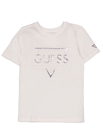 Guess Boys' T-Shirt with Embossed Metalic Triangle Logo - CookiesKids.com