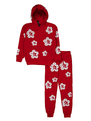 Urban Cloud Boys' Fleece Floral Print Pull Over Hoodie and Joggers Set - CookiesKids.com