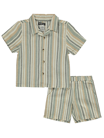 S1ope Boys' 2-Piece Linen Cabana Shorts Set Outfit - CookiesKids.com