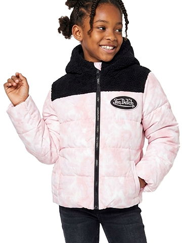 Von Dutch Girls' Puffer Jacket with Faux Fur Hood - CookiesKids.com