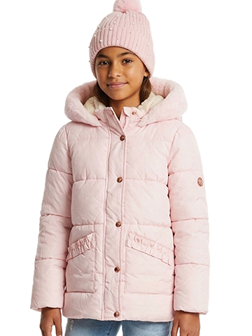 Girls' Quilted Puffer Jacket and Beanie Set - CookiesKids.com
