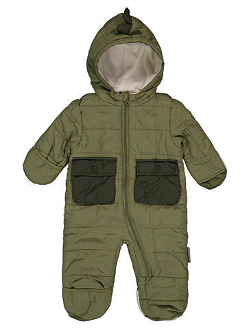 Boys' Quilted Puffer Snowsuit with Hood - CookiesKids.com