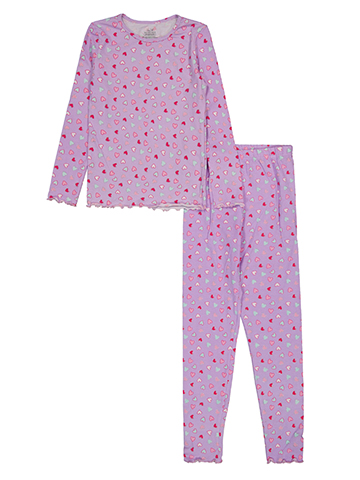 Rene Rofe Girls' 2-Piece All-Over Heart Print Pajama Set - CookiesKids.com