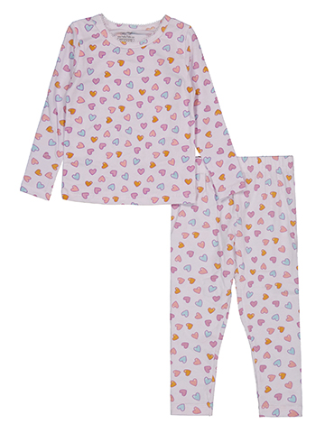 Rene Rofe Baby Girls' Long Sleeve Ribbed All-Over Heart Print Pajama Set - CookiesKids.com