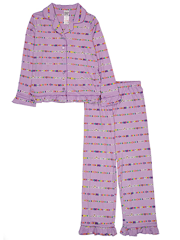 Rene Rofe Girls' 2-Piece Friendship Bracelet Print Pajama Jacket Set with Ruffled Sleeves - CookiesKids.com