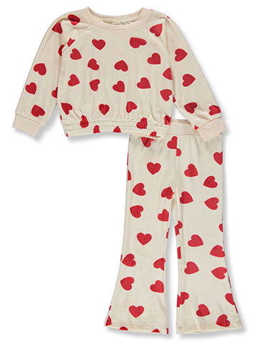 Jessica Simpson Girls' 2-Piece Hearts Joggers Set Outfit - CookiesKids.com