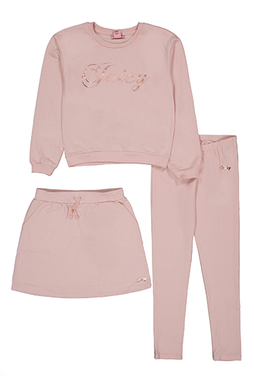 Juicy Couture Girls' 3-Piece Crew Sweatshirt, Leggings, and Skirt Set - CookiesKids.com