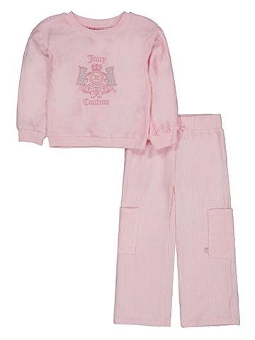 Juicy Couture Girls' Ribbed Sweatshirt and Cargo Pants Set - CookiesKids.com