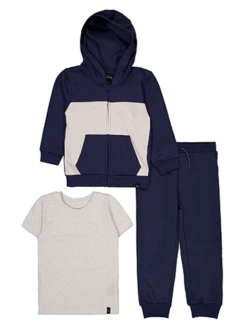 Kenneth Cole Boys' 3-Piece Zip Up Hoodie, Solid Tee, & Joggers Set - CookiesKids.com