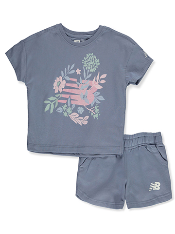New Balance Girls' 2-Piece Shorts Set Outfit - CookiesKids.com