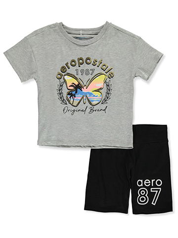 Aeropostale Girls' 2-Piece Bike Shorts Set Outfit - CookiesKids.com