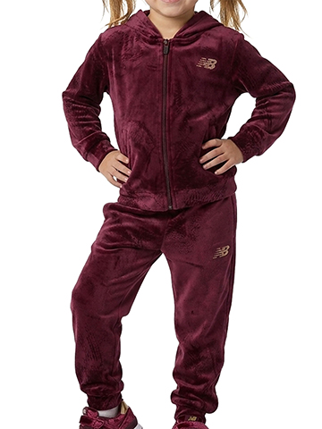 New Balance Girls' 2-Piece Velour Joggers Set Outfit - CookiesKids.com